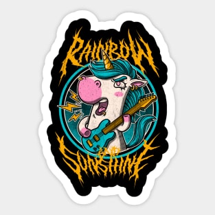 Rainbow and Sunshine - Cute Metal Band Unicorn Sticker